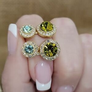 🔥LAST PAIR🔥 DAINTY PERIDOT AQUAMARINE HINGED DROP EARRINGS